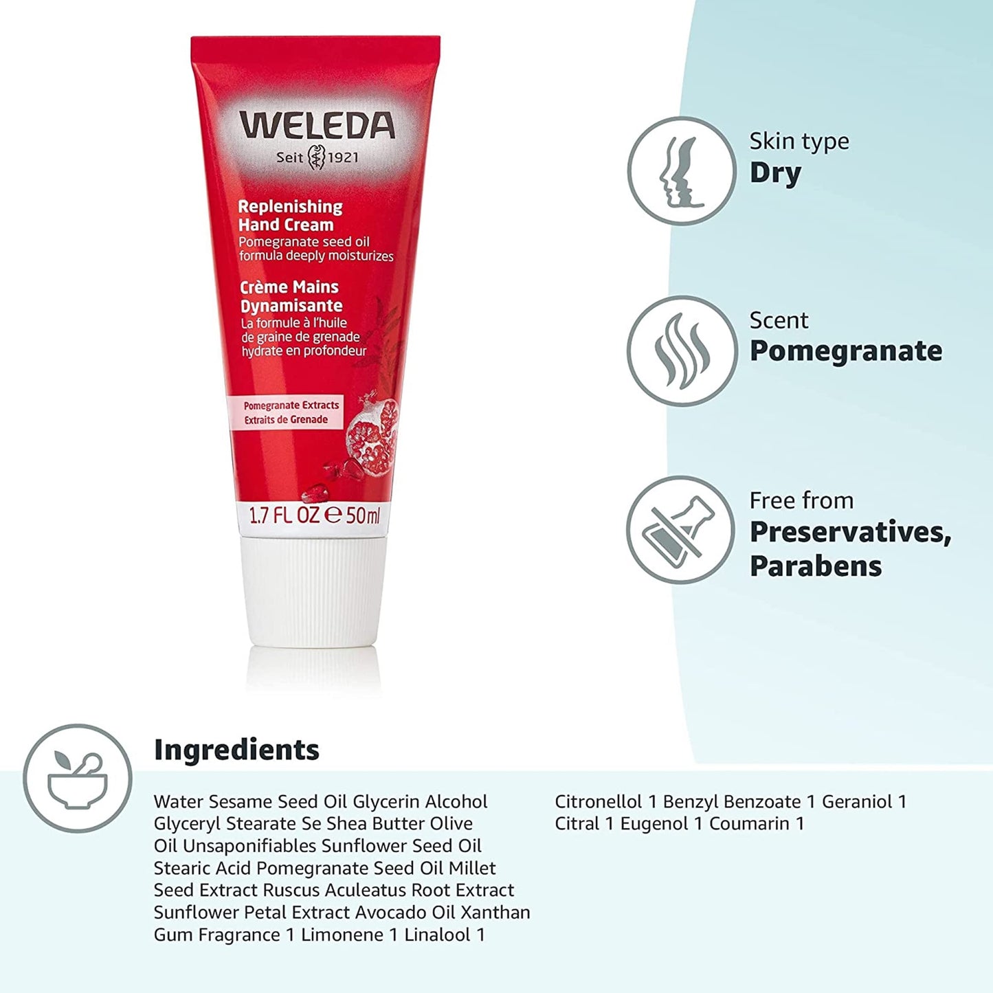 Weleda Regenerating Pomegranate Hand Cream, 1.7 Ounce Beauty & Personal Care Weleda