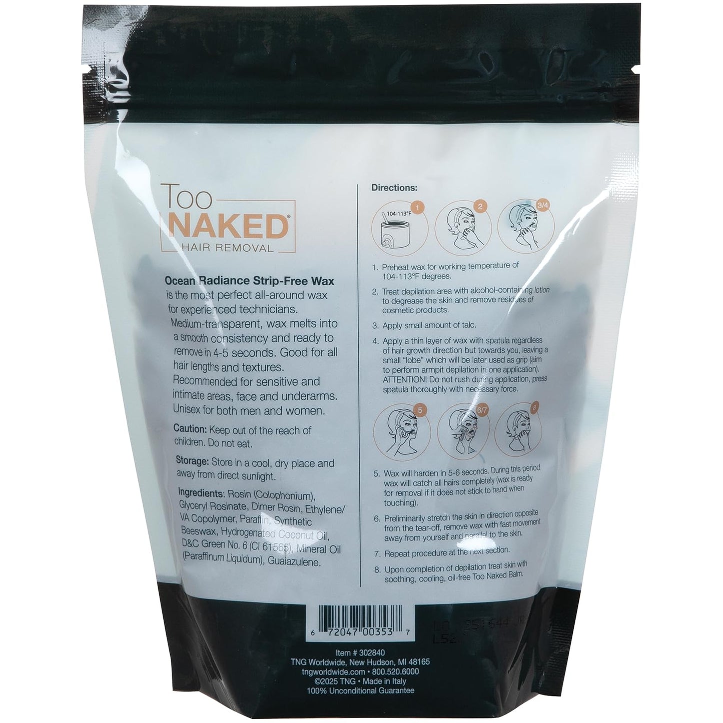 Too Naked Hair Removal Ocean Radiance Strip-Free Wax, Medium Transparency with Smooth Consistency, Hypoallergenic for Sensitive Areas, Fragrance-Free Beauty and Personal Care TOO NAKED HAIR REMOVAL