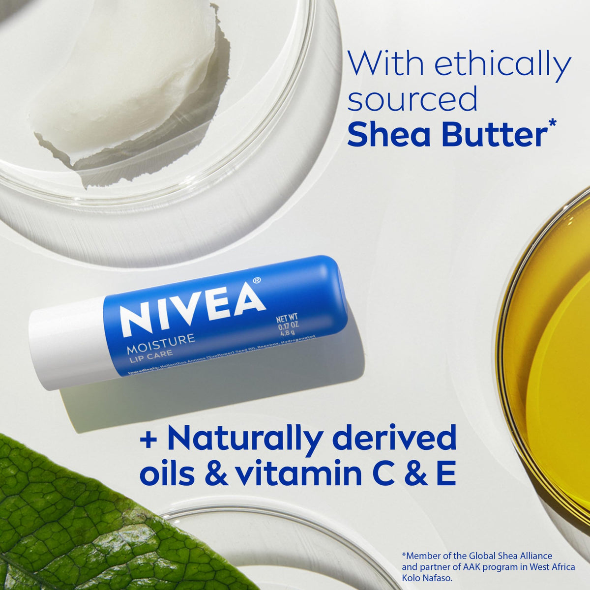 NIVEA Moisture Lip Care, Hydrating Lip Balm with Shea Butter, Nourishing Oils and Vitamin C & E, 3-in-1 Moisture, Repair and Nourish, Holiday Gifts Beauty & Personal Care NIVEA