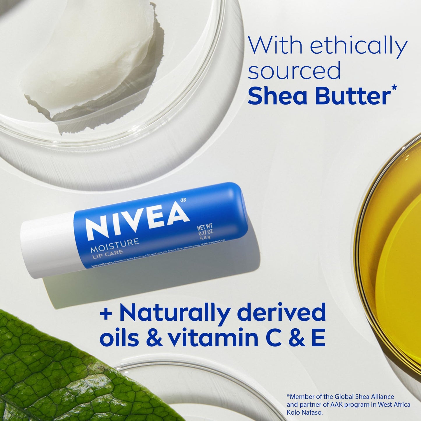 NIVEA Moisture Lip Care, Hydrating Lip Balm with Shea Butter, Nourishing Oils and Vitamin C & E, 3-in-1 Moisture, Repair (for Dry Lips) and Nourish Beauty and Personal Care NIVEA