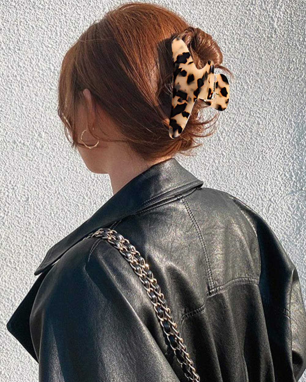 PHALIN Large Tortoise Shell Hair Clip Claws for Women Girls Jumbo Acetate Hair Catch Barrettes Strong Hold French Designed Hair Jaw Clamps for Thick Beauty & Personal Care PHALIN