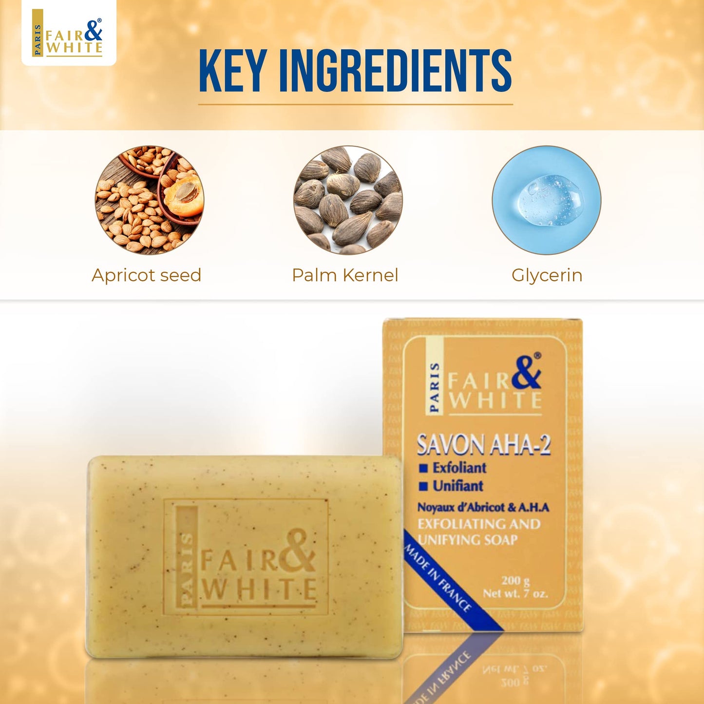 FAIR & WHITE Original AHA Exfoliating Soap - 200g / 7oz - Skin Brightening Soap, Lactic Acid Bar, Fade Dark Spots on: Face, Knees, Body & Armpits Beauty & Personal Care FAIR & WHITE