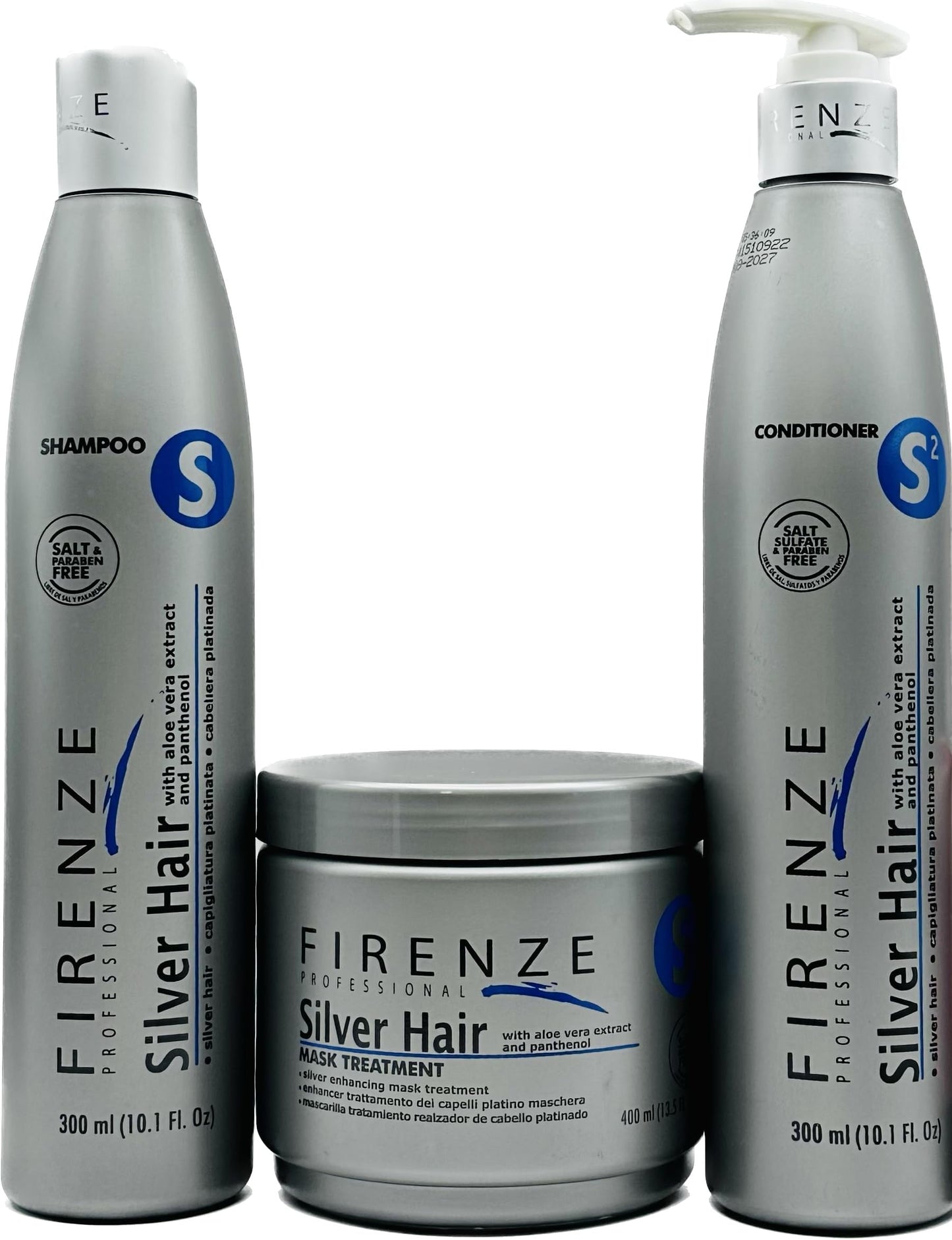 Firenze Professional Silver Hair Care Trio - Silver Shampoo 300ml (10.1 oz), Conditioner 300ml (10.1 oz) & Mask Treatment 400ml (13.5 oz) - Sulfate Beauty & Personal Care Firenze Professional