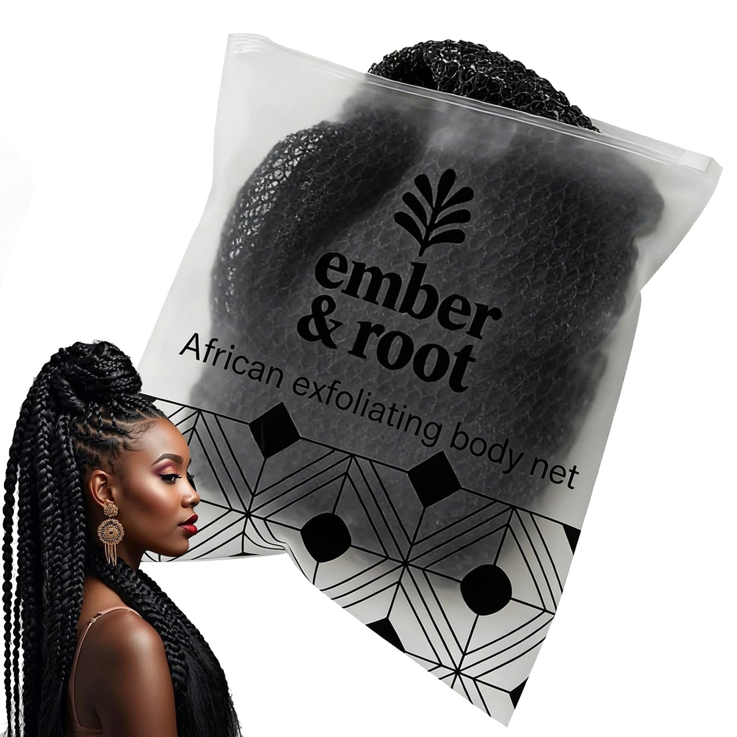 Ember and Root African Exfoliating Body Net Sponge, Ember and Root African Net Sponge, Exfoliating Towel, Exfoliating Washcloth Face & Body Scrub Beauty and Personal Care ember and root