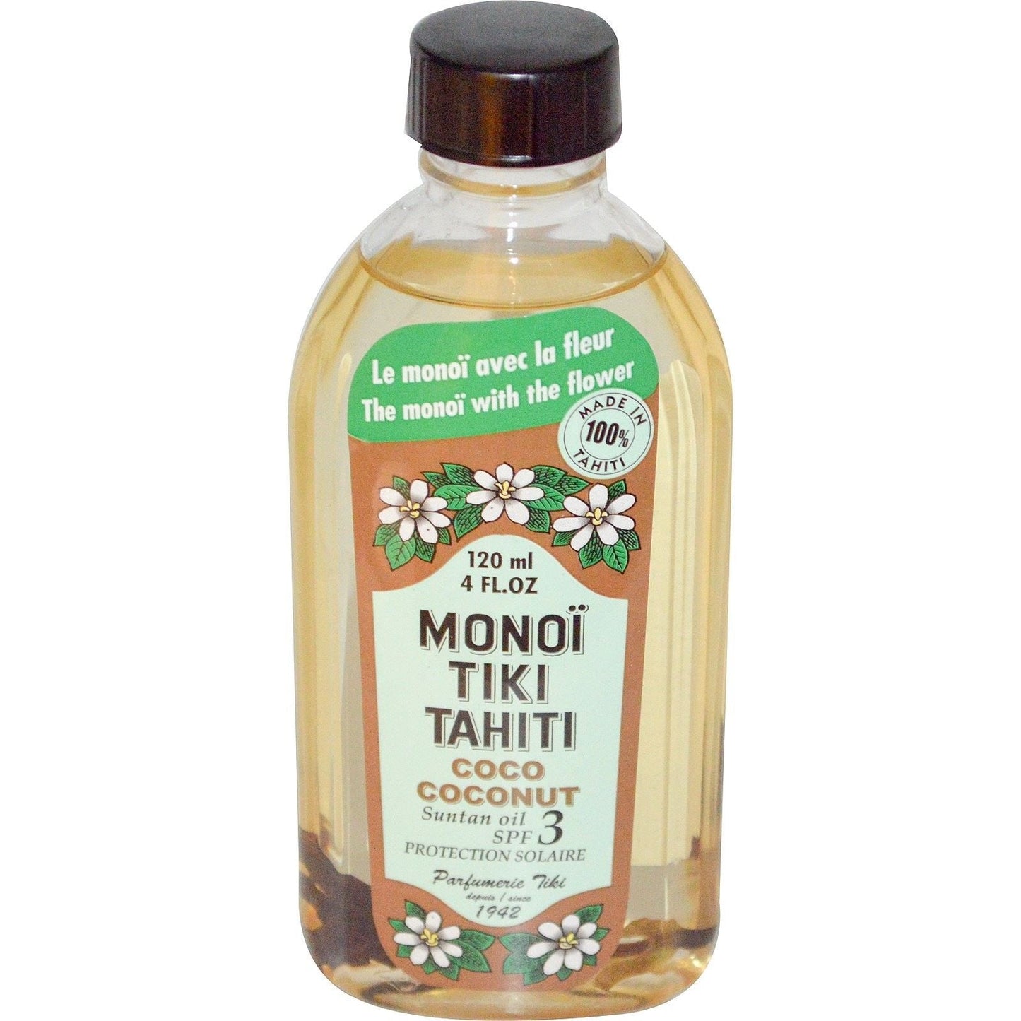 Monoi Tiare Tahiti Coconut Suntan Oil SPF 3-4 fl oz Beauty & Personal Care Monoi Tiare Tahiti