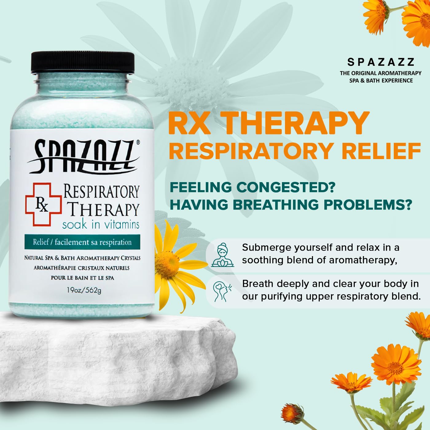 Spazazz RX Therapy Crystals Container, 19-Ounce, Respiratory Therapy/Relief Beauty and Personal Care Spazazz