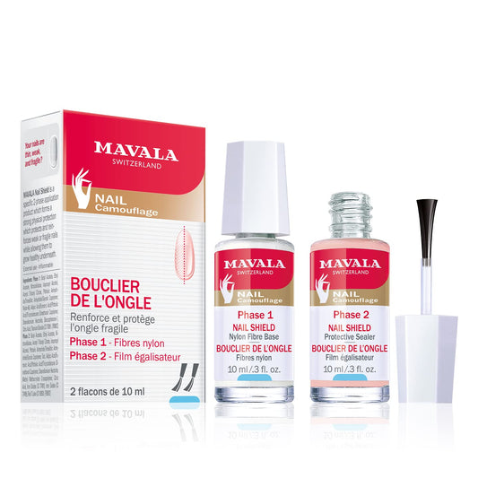 Mavala Nail Shield, 2 Count, Phase 1 & 2, Clear Nail Polish Top Coat, Nail Strengthener, Nail Growth & Nail Hardener Treatment, Nail Care and Repair Beauty & Personal Care MAVALA