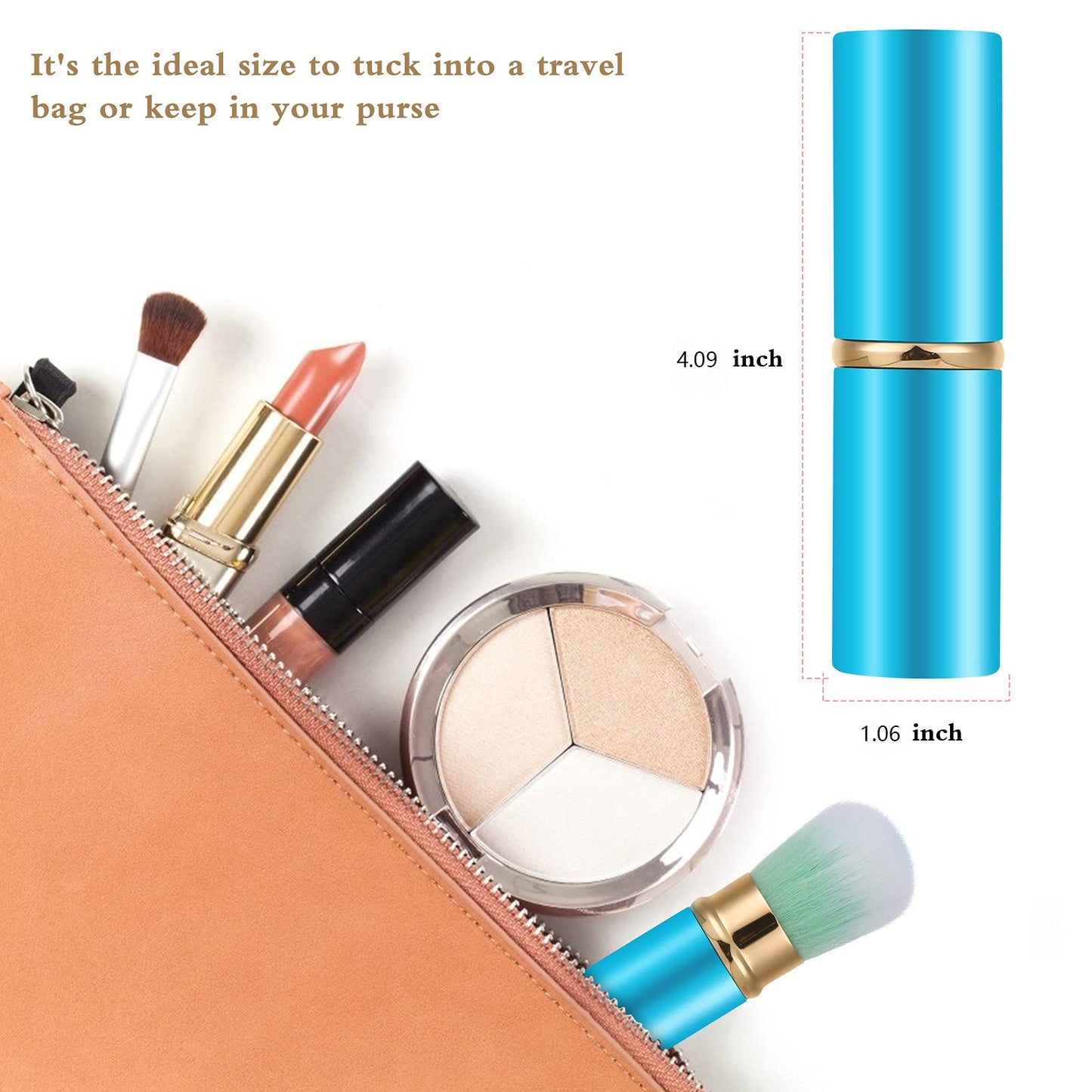 Falliny Retractable Makeup Brush, Travel Kabuki Face Blush Brush, Portable Powder Foundation Sunscreen Brush with Cover for Blush, Bronzer, Buffing Beauty & Personal Care Falliny