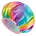mikimini Sparkle Rainbow Shower Cap for Women Long Hair, Pack of 2,Double Layer Waterproof, X-Large, Reusable, Washable, No Smell, Fashion Bath Cap Beauty & Personal Care mikimini
