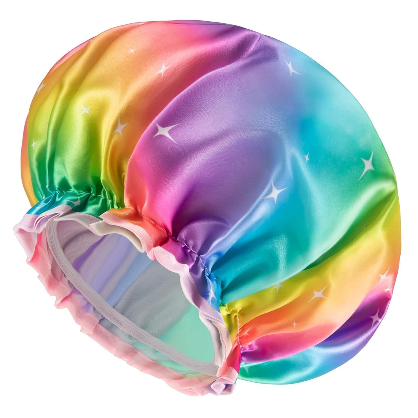 mikimini Sparkle Rainbow Shower Cap for Women Long Hair, Pack of 2,Double Layer Waterproof, X-Large, Reusable, Washable, No Smell, Fashion Bath Cap Beauty & Personal Care mikimini