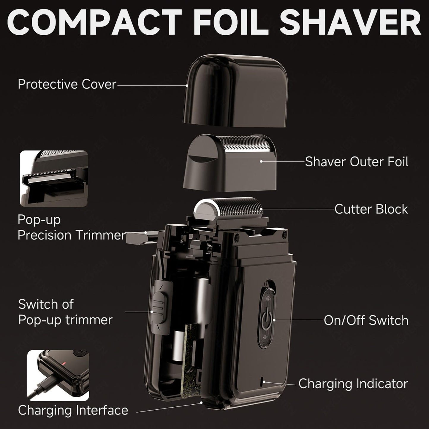 ZDAGELD Electric Trimmer, Cordless Beard Trimmer for Men, Mini Foil Groomer with Lithium ion Battery, Travel Shaver for Men with Cleaning Brush Beauty and Personal Care ZDAGELD