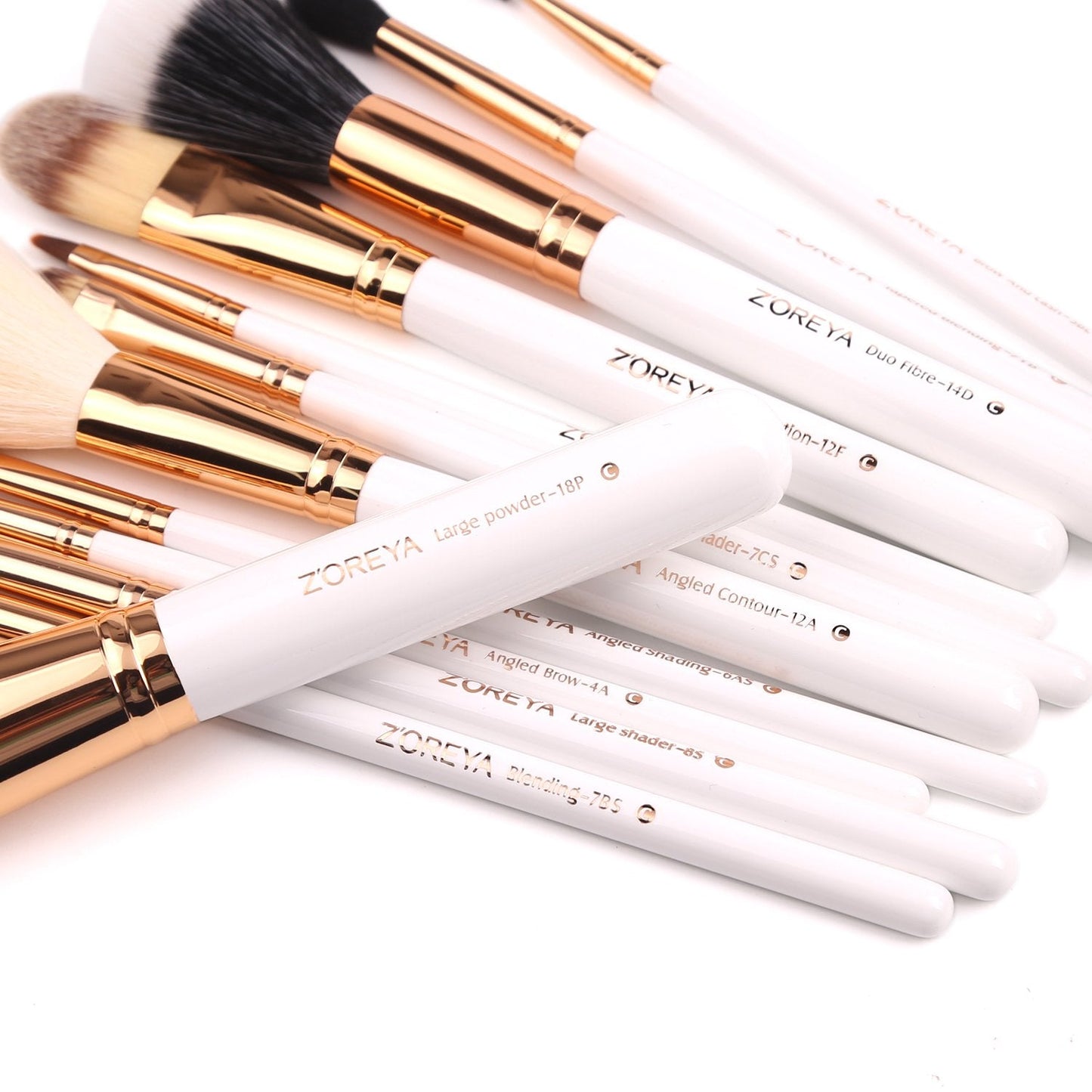 Z'OREYA Travel Makeup Brush Set White 12pcs Makeup Brushes Premium Synthetic Hair Professional Foundation Powder Contour Blush Cosmetic Eye Brush Sets Beauty & Personal Care Z'OREYA