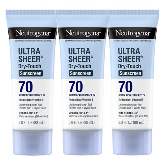 Neutrogena Ultra Sheer Dry-Touch Sunscreen For Face & Body, SPF 70 Broad Spectrum UVA/UVB Protection, Lightweight Water Resistant & Non-Greasy, Travel Beauty & Personal Care Neutrogena