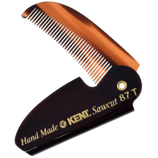 Kent 87T Handmade Folding Pocket Comb for Men, Fine Tooth Hair Comb Straightener for Everyday Grooming Styling Hair, Beard or Mustache, Use Dry or Beauty and Personal Care KENT