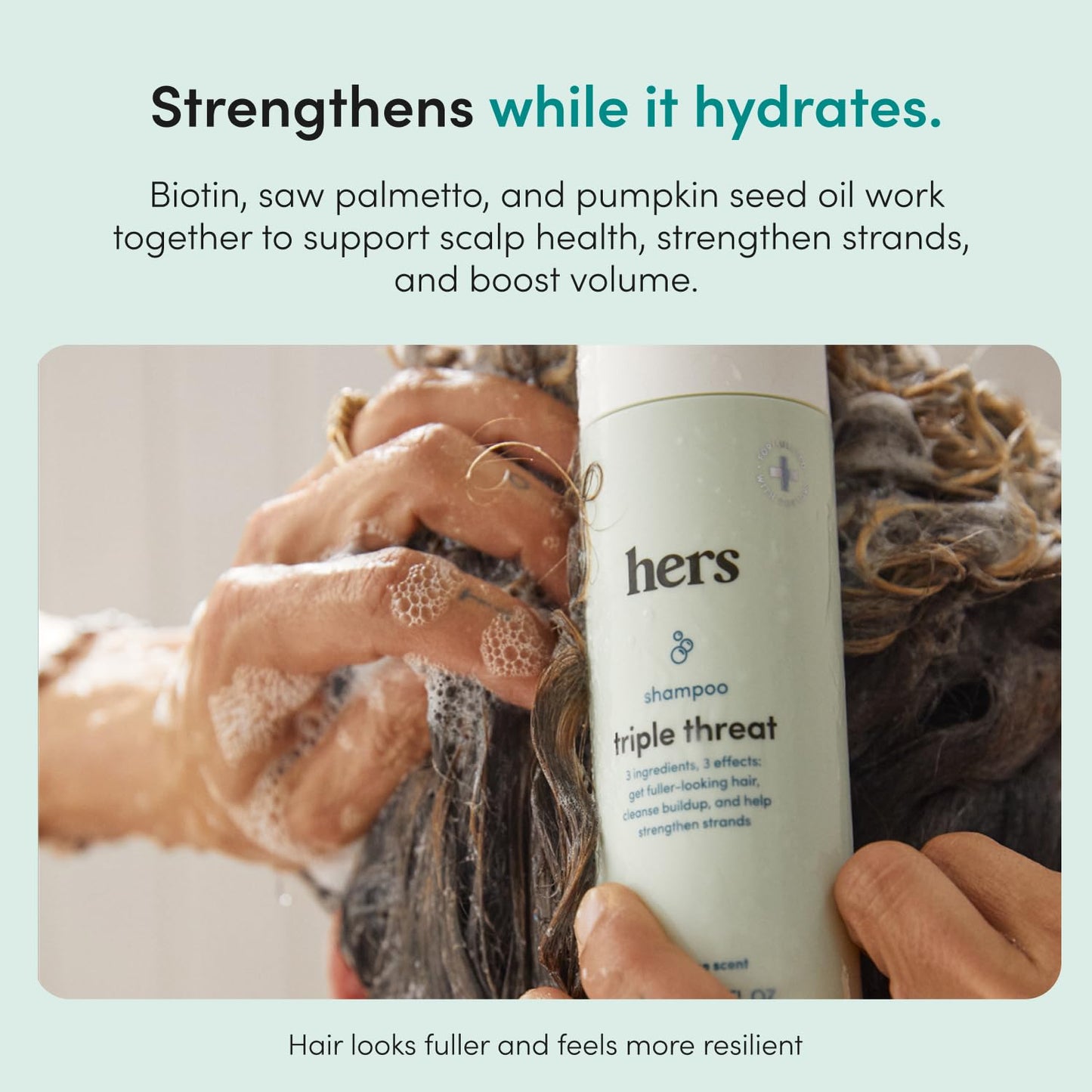 hers Triple Threat Shampoo & Conditioner Set - Biotin, Saw Palmetto, & Pumpkin Seed Oil Formula - Thickens & Hydrates - Color-Safe, Paraben-Free Beauty & Personal Care Hers