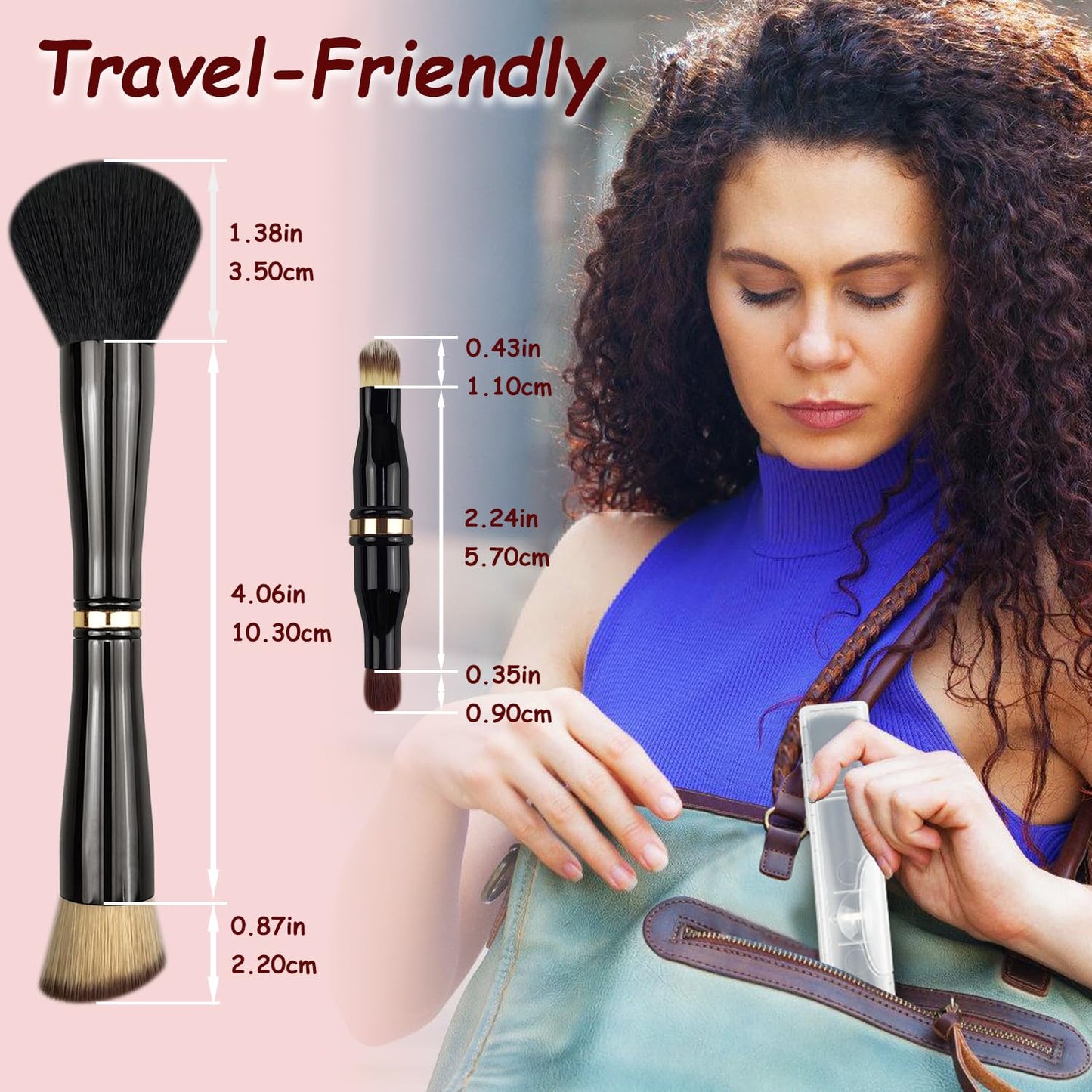 Voxora 4 in 1 Makeup Brush Set - All in One Powder/Blush, Foundation, Blending & Eyeshadow Brushes, Compact & Travel Essential Beauty & Personal Care Voxora