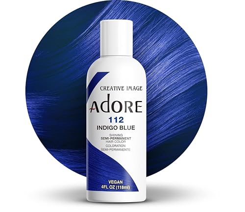 Adore Semi Permanent Hair Color (112 Indigo Blue) | Vegan & Cruelty-Free Blue Hair Dye | No Ammonia, No Peroxide, No Alcohol | 4 Fl Oz (Pack of 1) Beauty & Personal Care Adore