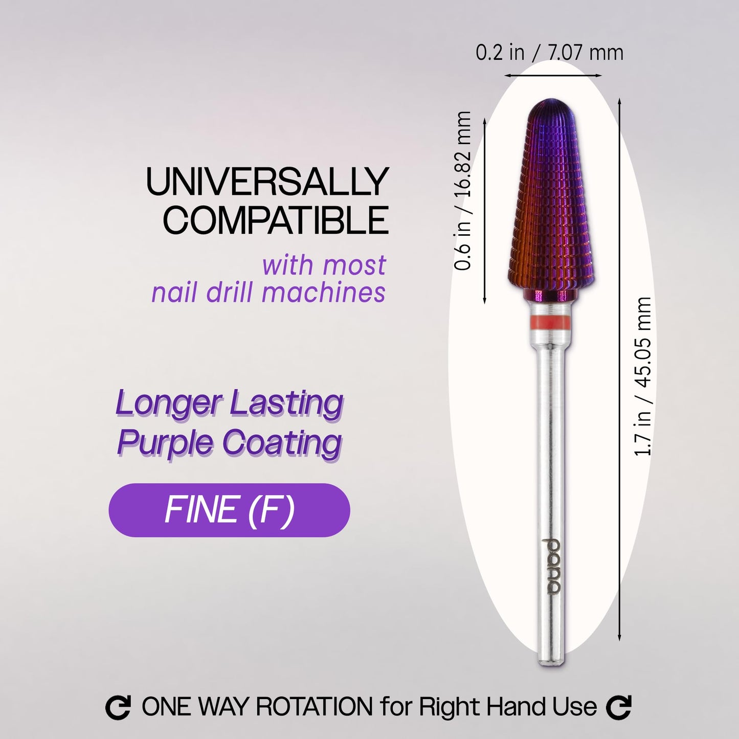 PANA 3/32" Purple Tornado Carbide Nail Drill Bit for Acrylics, Nail Extension, Gel Polish Removal Nail Salon Manicure Pedicure Electric File Tools Beauty & Personal Care PANA