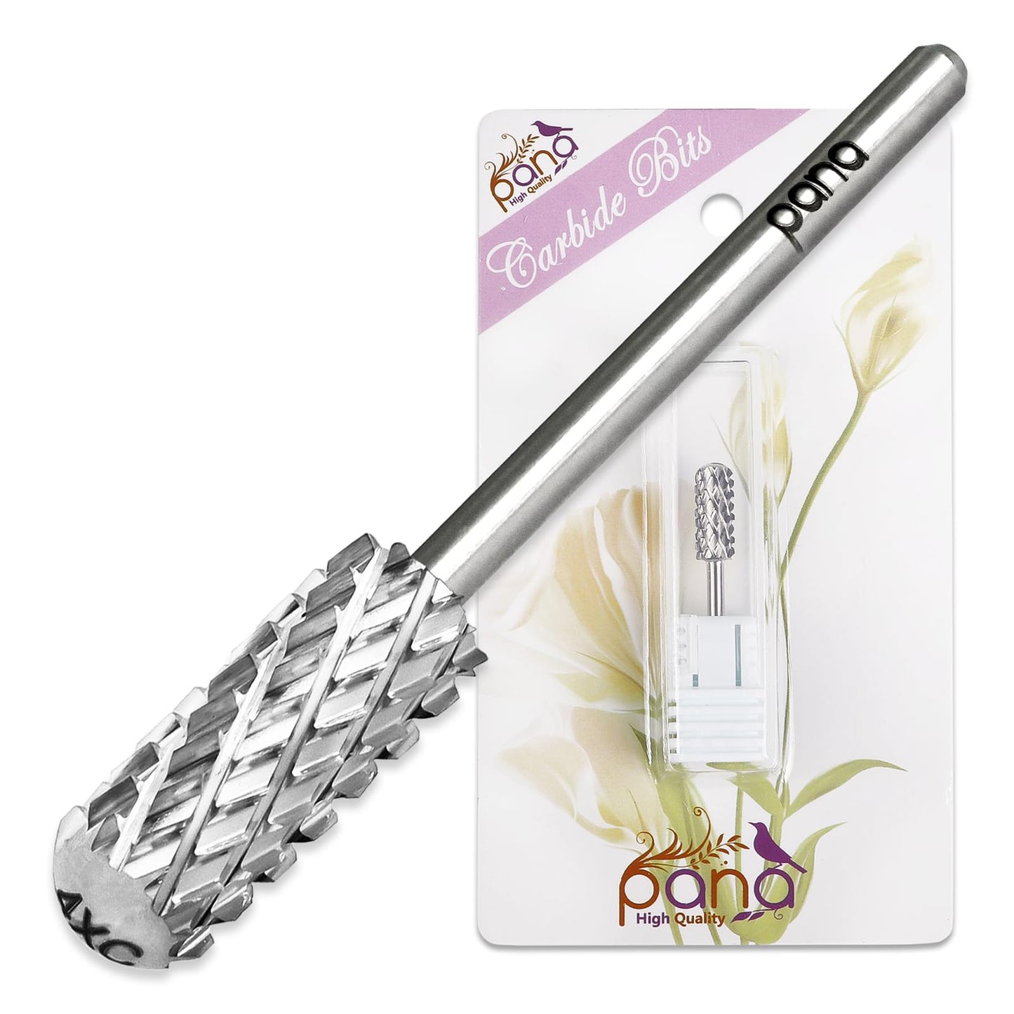 PANA 3/32" Small Barrel Smooth Top Silver Carbide Nail Drill Bit for Manicure, Pedicure and Acrylics (Grit: 4X Extra Coarse - 4XC, 1pc) Beauty & Personal Care PANA