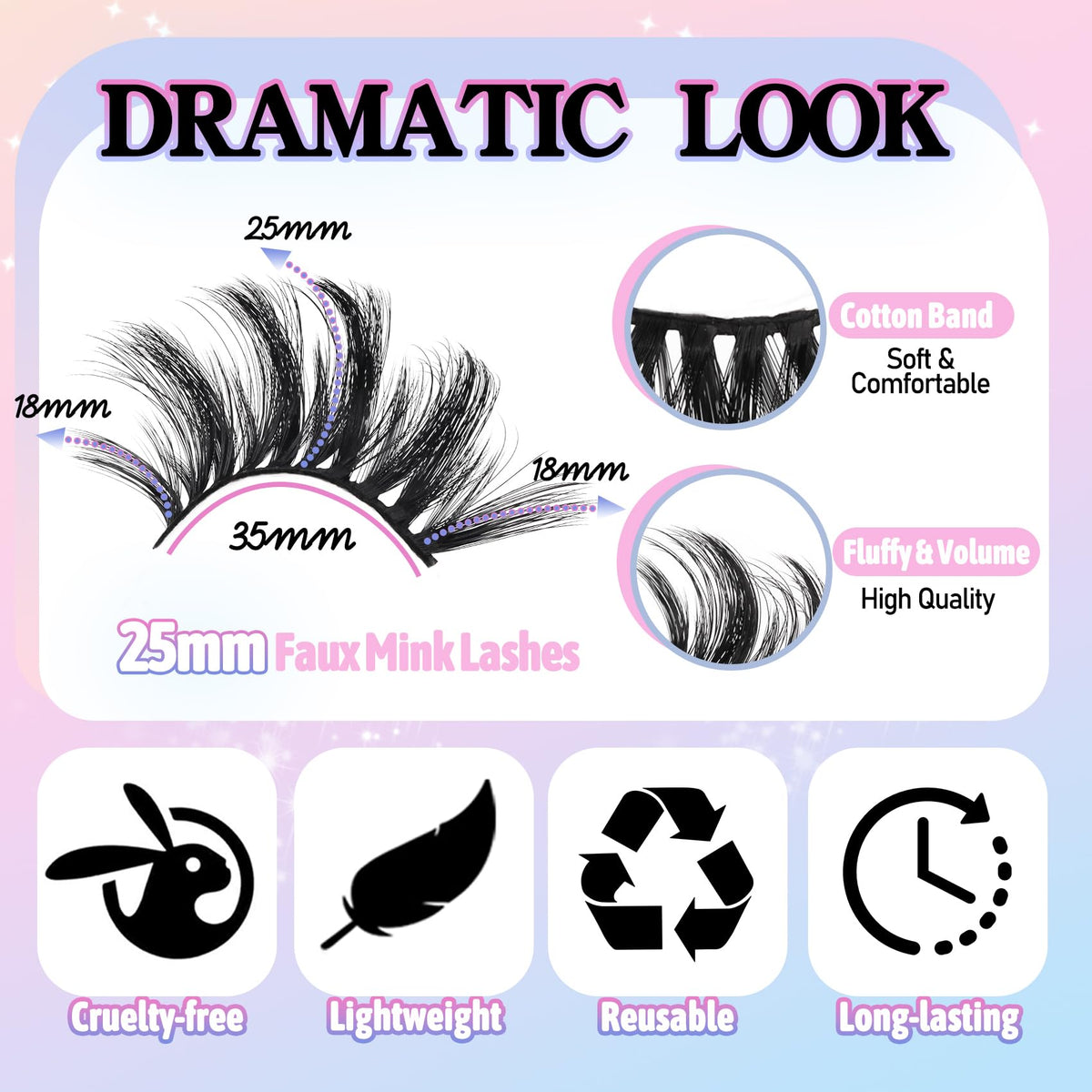 Losha 25mm Lashes 3D Faux Mink Lashes Fluffy Volume Eyelashes Thick Crossed Luxurious Soft Wispy Lashes Pack 4 Pairs Dramatic Eye Makeup (45A) Beauty & Personal Care Losha