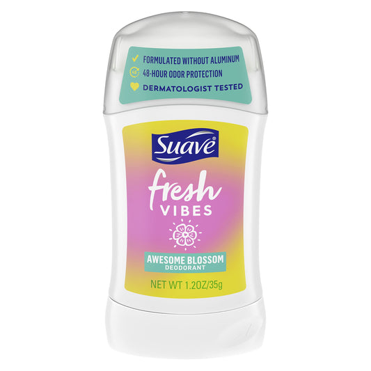 Suave Fresh Vibes Deodorant Stick, Awesome Blossom Scent, Aluminum Free, 48 Hour Odor Protection, 1.2 oz Beauty and Personal Care Suave