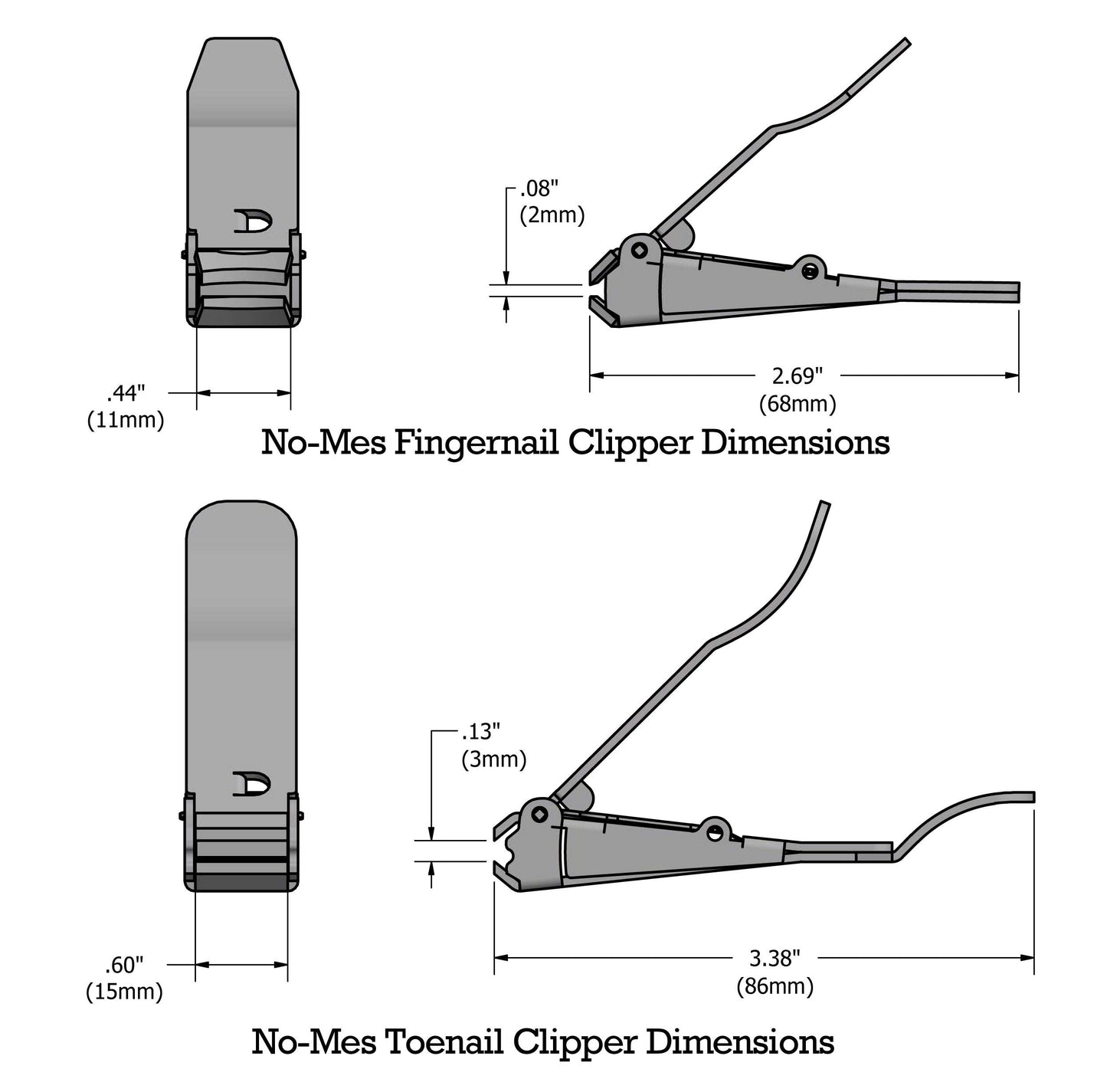 No-Mes Fingernail and Toenail Clipper Gift Set, Catches Clippings, Built-in Nail File, Made in USA Beauty & Personal Care No-mes