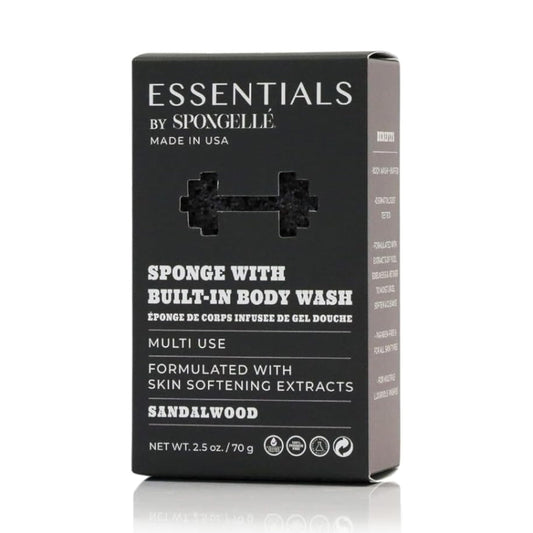 Spongelle Men's Essentials Sandalwood Body Buffer - Bath & Shower Loofah for Men - Cleanse, Exfoliate, and Nourish in one Easy Step - Cruelty-Free Beauty and Personal Care SPONGELLÉ