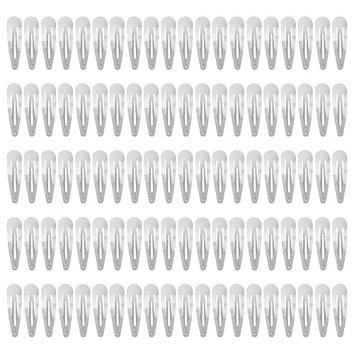 Lawie 100 Pack 6 CM Silver Blank Snap Metal Hair Clips 2.5 Inch Small Plain Base Hair Barrettes Gray Hair Pins Thin Fine Bang Hair Grips Arts Beauty & Personal Care Lawie