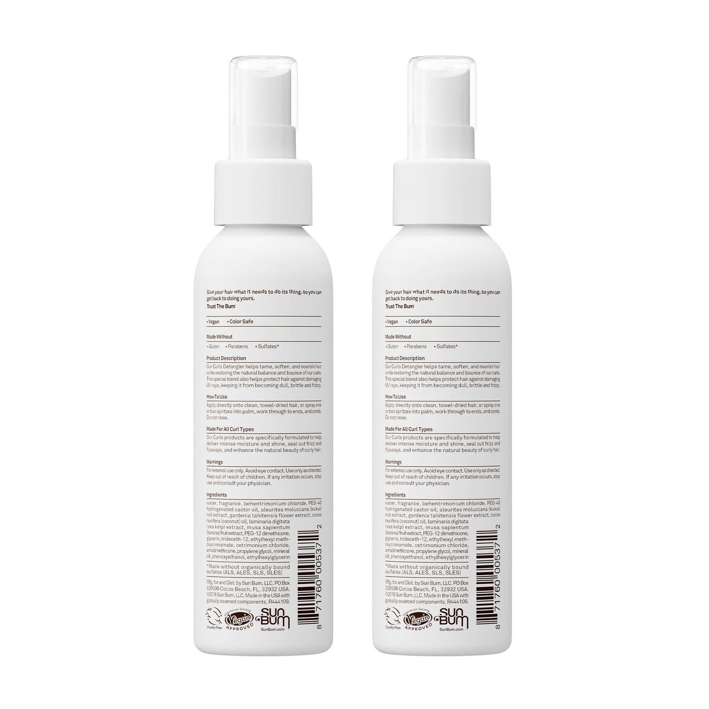 Sun Bum Sun Bum Curls & Waves Detangler Vegan and Cruelty Free Moisturizing Hair Treatment for Wavy and Curly Hair 2 Pack Beauty & Personal Care Sun Bum