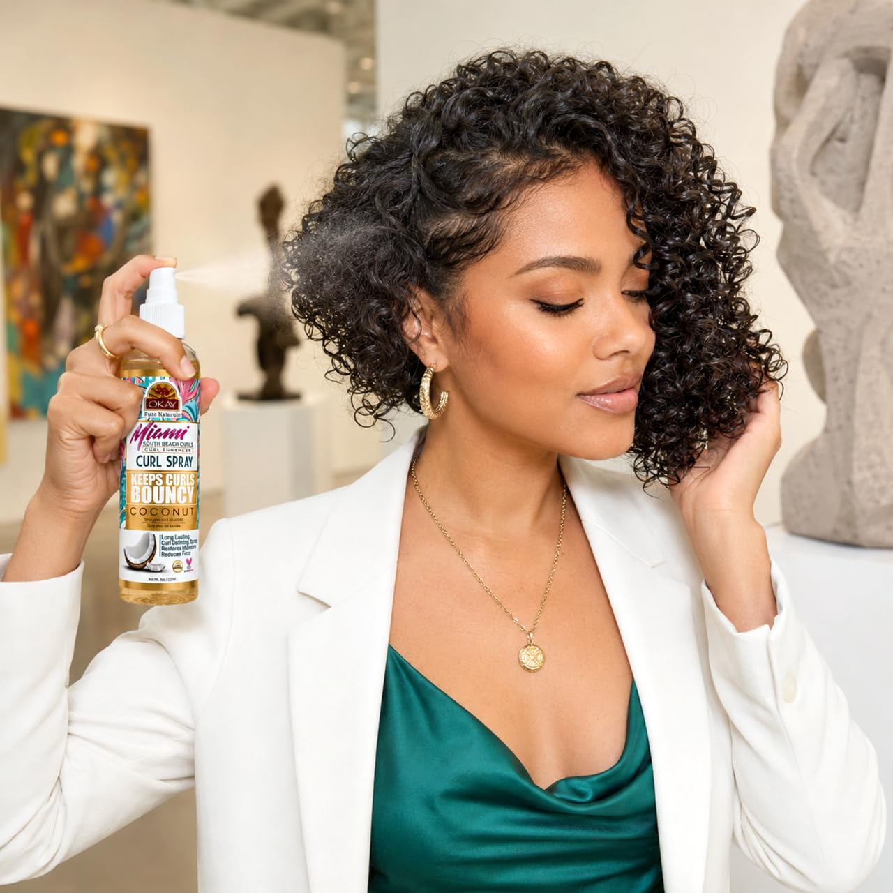 OKAY Miami South Beach Curls Curl Enhancer Spray 8 oz - Hydrating Curl Defining Spray for Frizz Control, Volume & Lightweight Hold - Non-Greasy Hair Beauty & Personal Care OKAY
