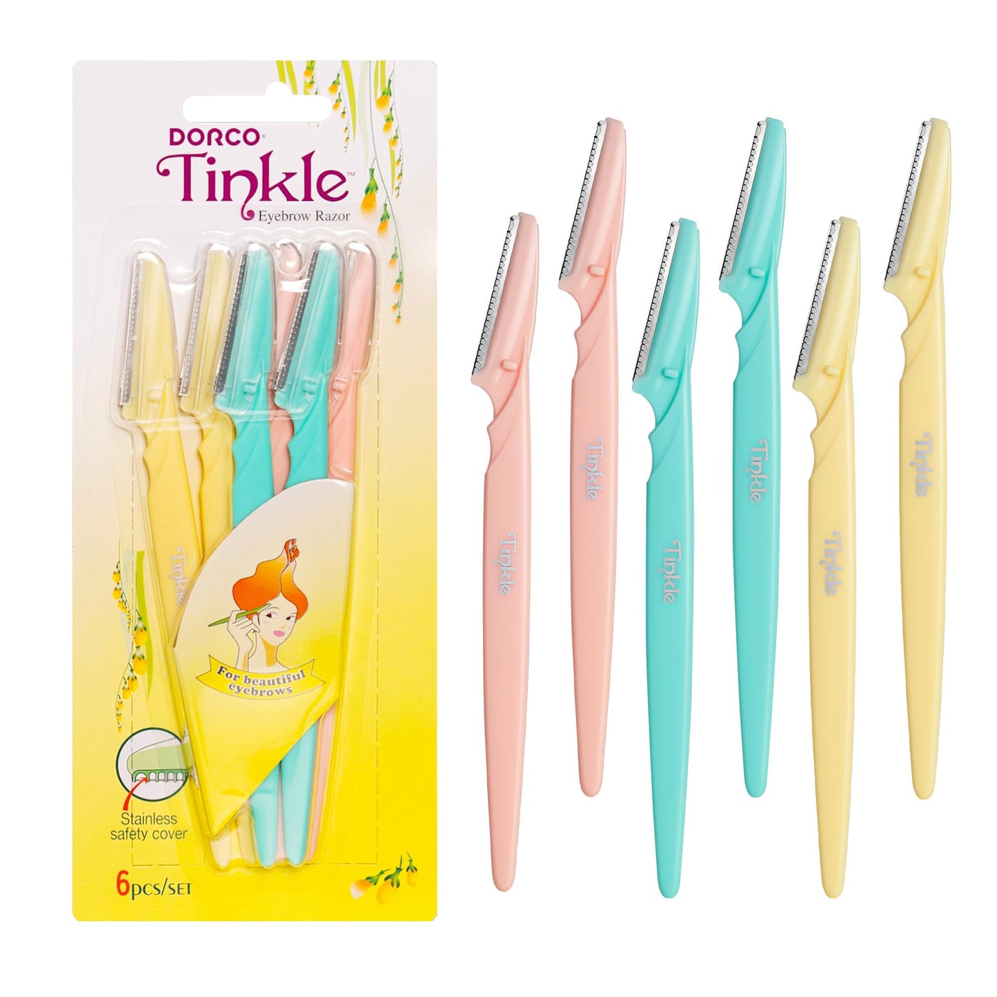 Tinkle Dermaplaning Tool 6ct, Dermaplane Razor for Women, Safe and Easy Peach Fuzz Remover, Eyebrow Trimmer with Protective Cover, Stocking Stuffers Beauty & Personal Care Tinkle