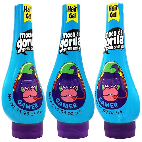 Moco de Gorila Gamer Hair Styling Gel, Long-Lasting Hold, Reactivatable with Water, 11.92 Oz Squeezable Bottles (Pack of 3) Beauty & Personal Care Moco de Gorila