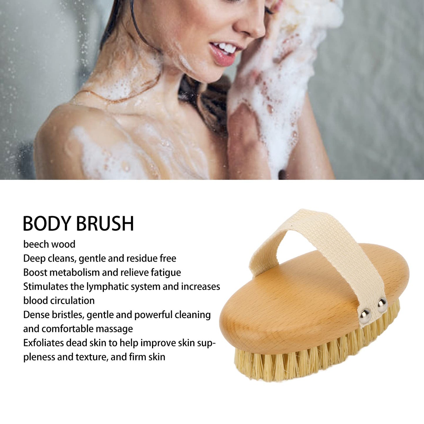 Body Brush, Exfoliating Body Skin Scrubber, Beech Wood Skin Brush with Massage Effect for Legs Foot, Skin Firming Removes Dead Skin, for Body, Back Beauty and Personal Care YUYTE