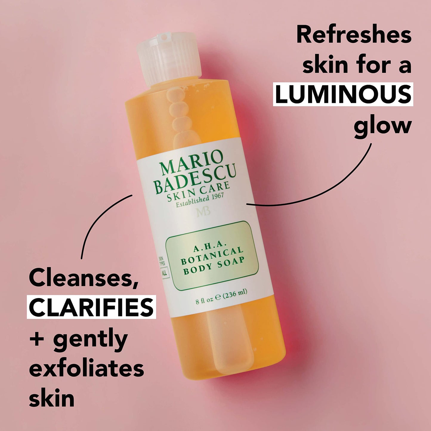 Mario Badescu AHA Botanical Body Wash Moisturizing, Clarifying and Gentle Exfoliating Body Wash for Brighter, Softer and Smoother Skin | Soap Infused Beauty & Personal Care Mario Badescu
