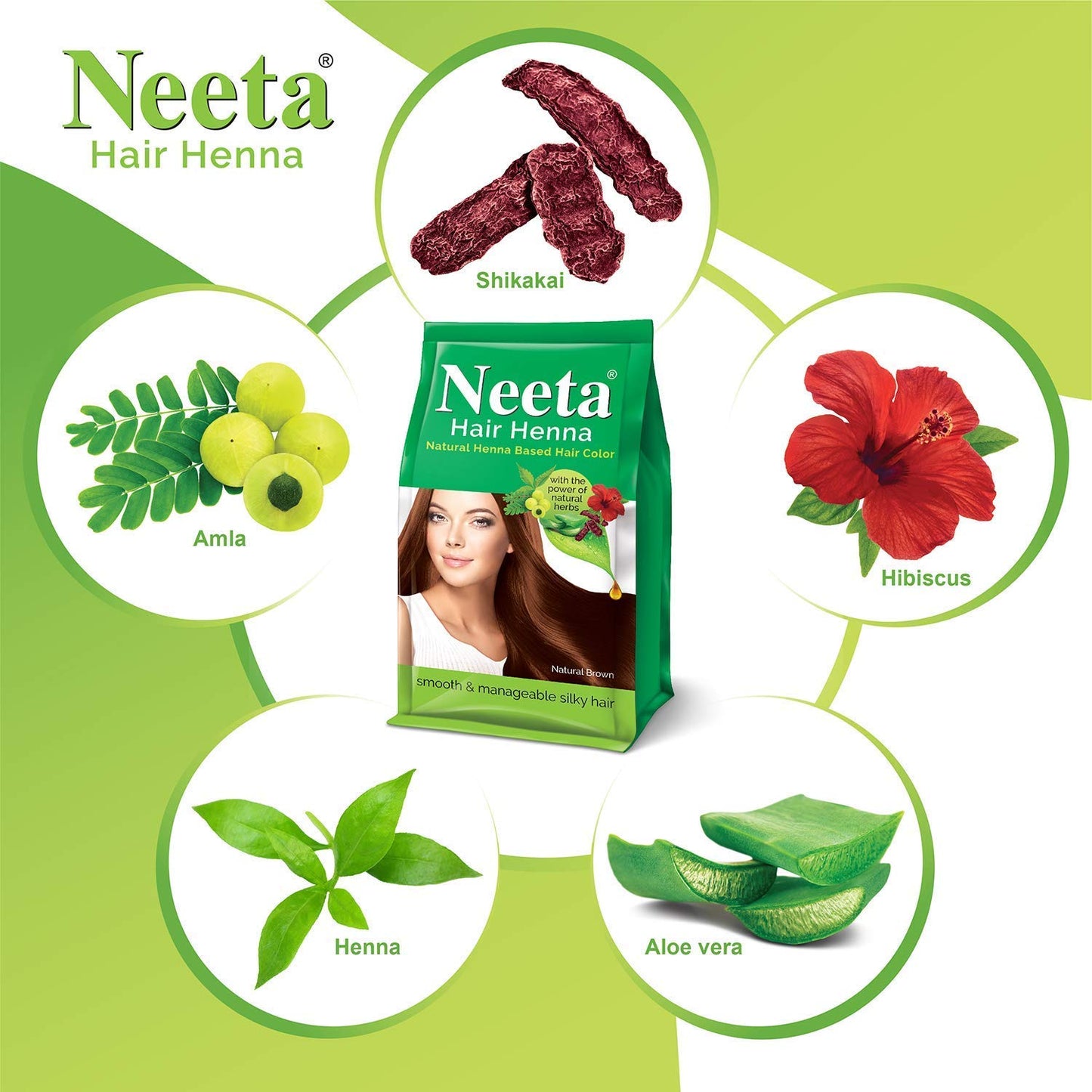 Neeta Hair Henna Powder Enriched With Natural Herbs, Ammonia Free Henna Hair Dye - Natural Brown - 4.41Oz Beauty & Personal Care Neeta