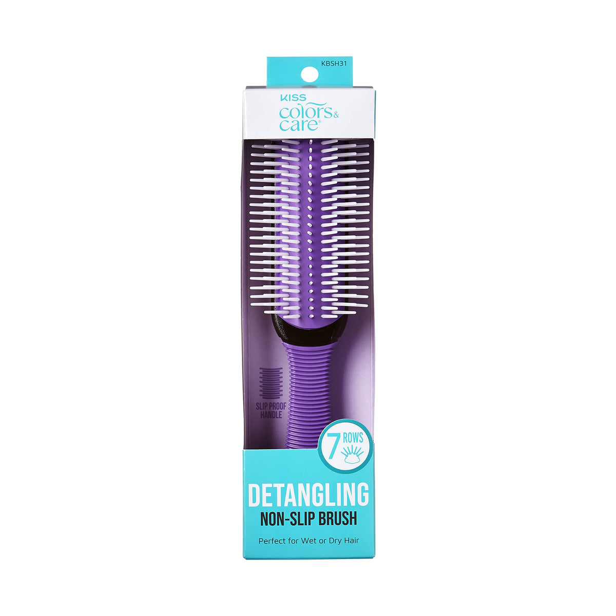 KISS Colors&Care 7 Row Non-Slip Detangling Hair Brush,Removable Cushion For Cleaning,Slip-Proof Handle For Sturdy Grip ,Detangles Without Pulling or Beauty & Personal Care KISS COLORS & CARE