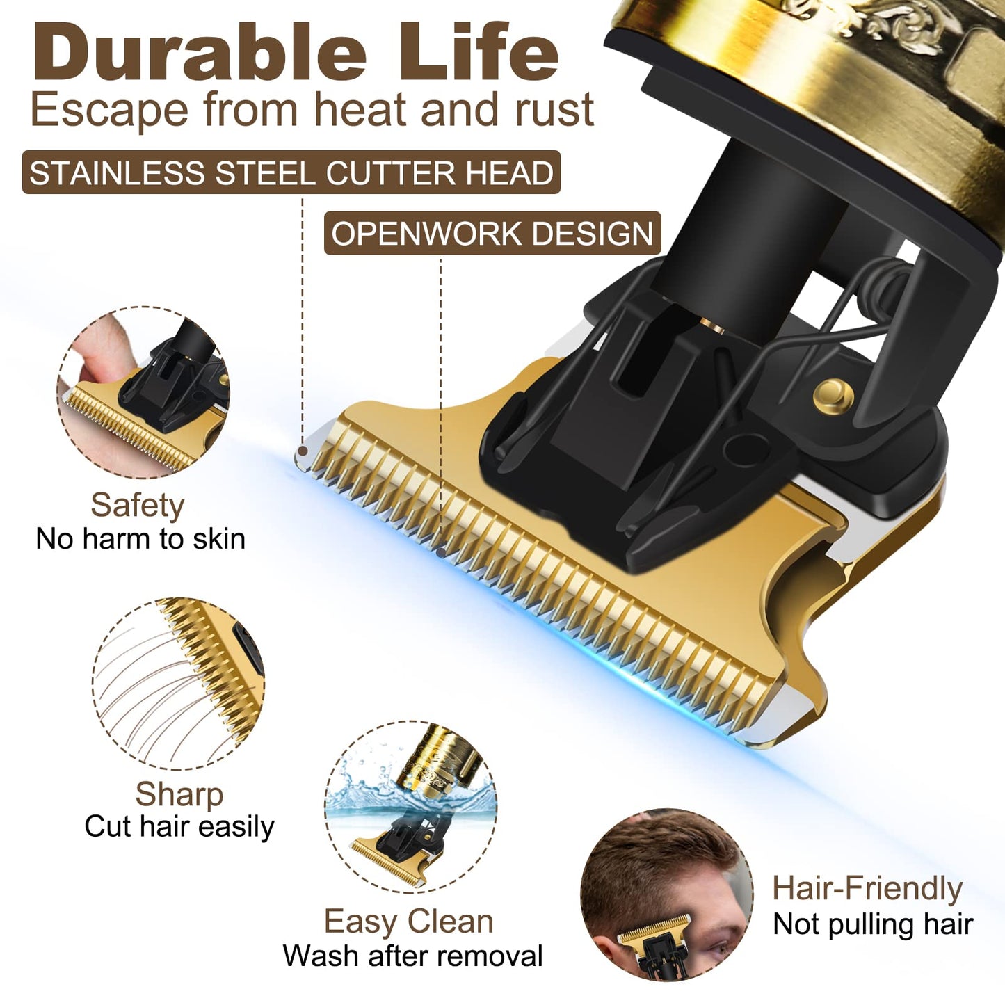 YOGINGO Professional Hair Trimmer for Men, Cordless Rechargeable Beard Trimmer Hair Clippers for Men, Metal Body Cutting Grooming Kit, Beard Shaver Beauty and Personal Care YOGINGO