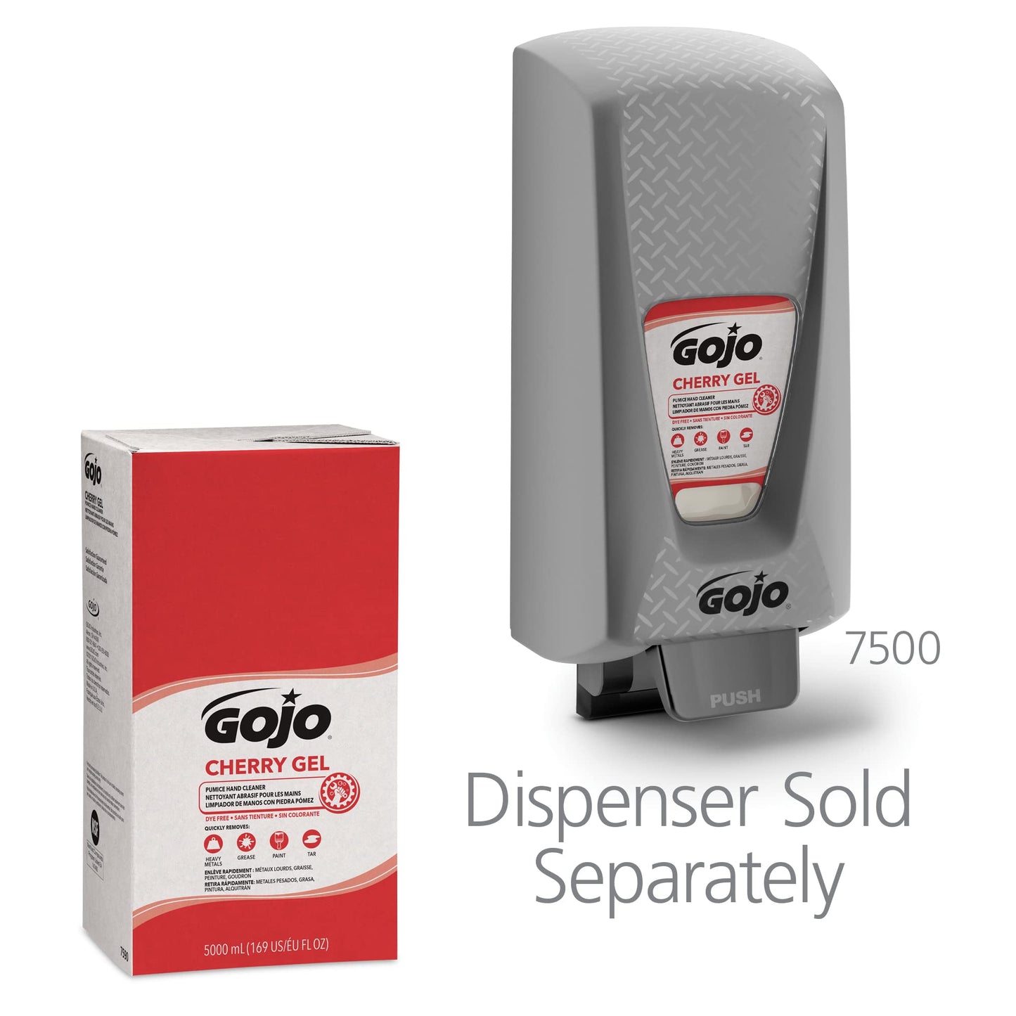 GOJO Cherry Gel Pumice Hand Cleaner Cherry Fragrance, 5000 mL Heavy Duty Hand Cleaner Refill PRO TDX Push-Style Dispenser (Pack of 2) - 7590-02 Beauty & Personal Care GOJO