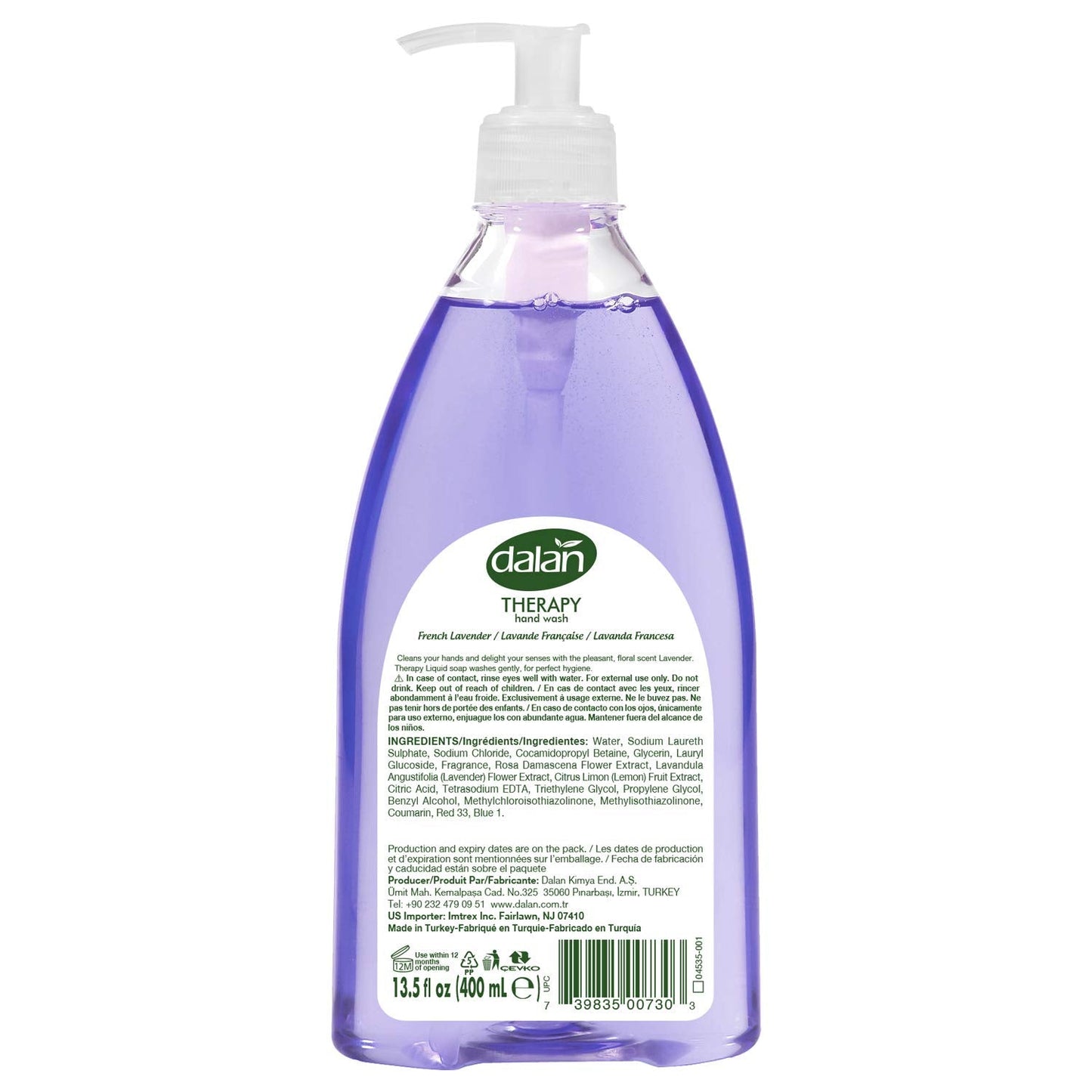 Dalan Therapy French Lavender Ultra Moisturizing Liquid Hand Soap for Normal and Dry Hands Fresh Clean and Soft Feeling (13.5 Fl Oz / 400 mL (Pack Beauty & Personal Care Dalan