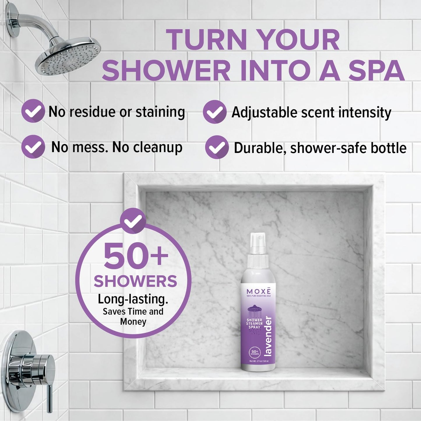 MOX? Shower Steamer Spray Lavender Essential Oil Shower Spray - Relaxing Aromatherapy Mist for Home Spa Experience - Pure Plant Based Fragrance Beauty and Personal Care MOXE