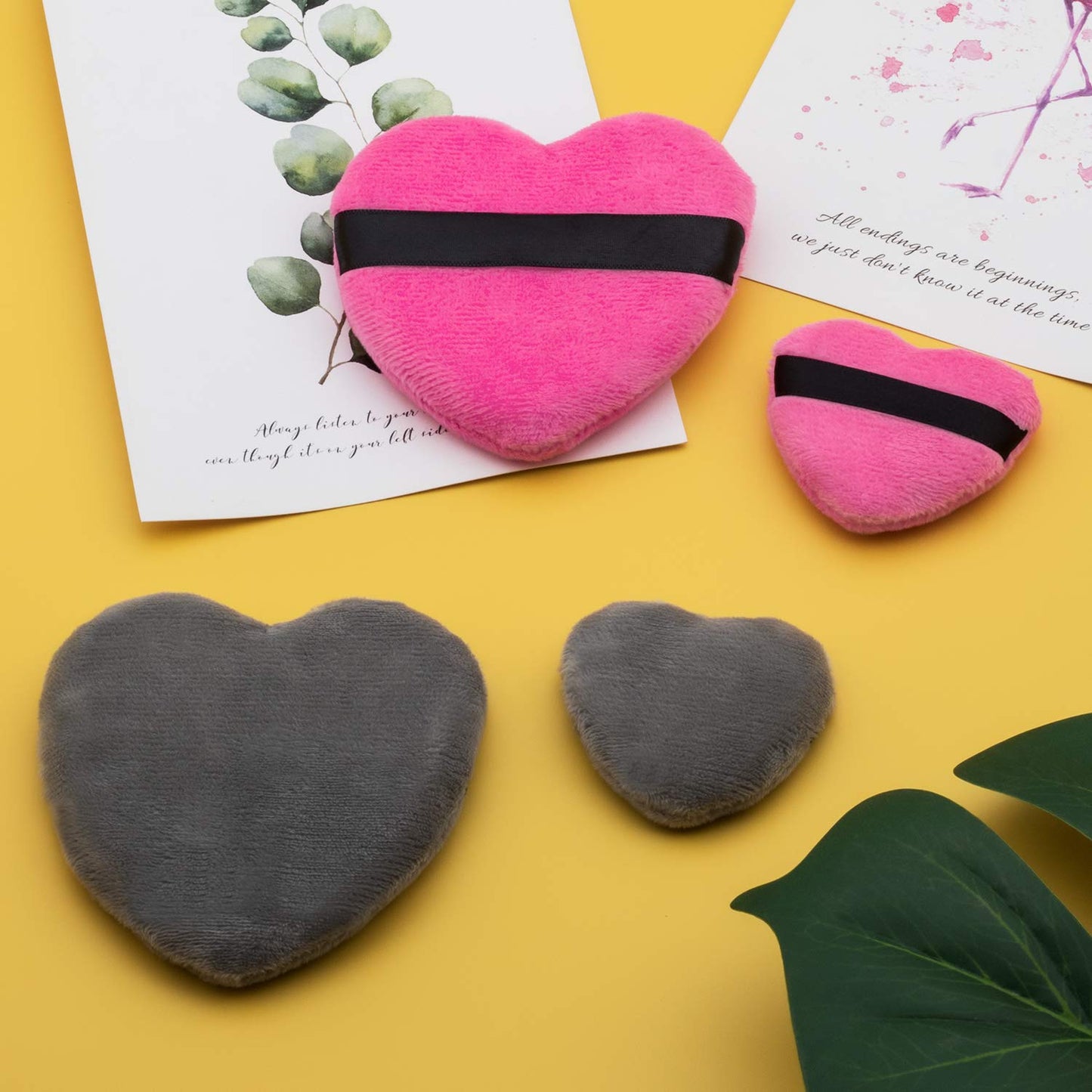 OIIKI 4PCS Makeup Puffs, Cotton Powder Puff, Makeup Tool Sponges Blender, in Love Shape with Strap, for Cosmetic (2PCS Gray+2PCS Rose) Beauty & Personal Care OIIKI