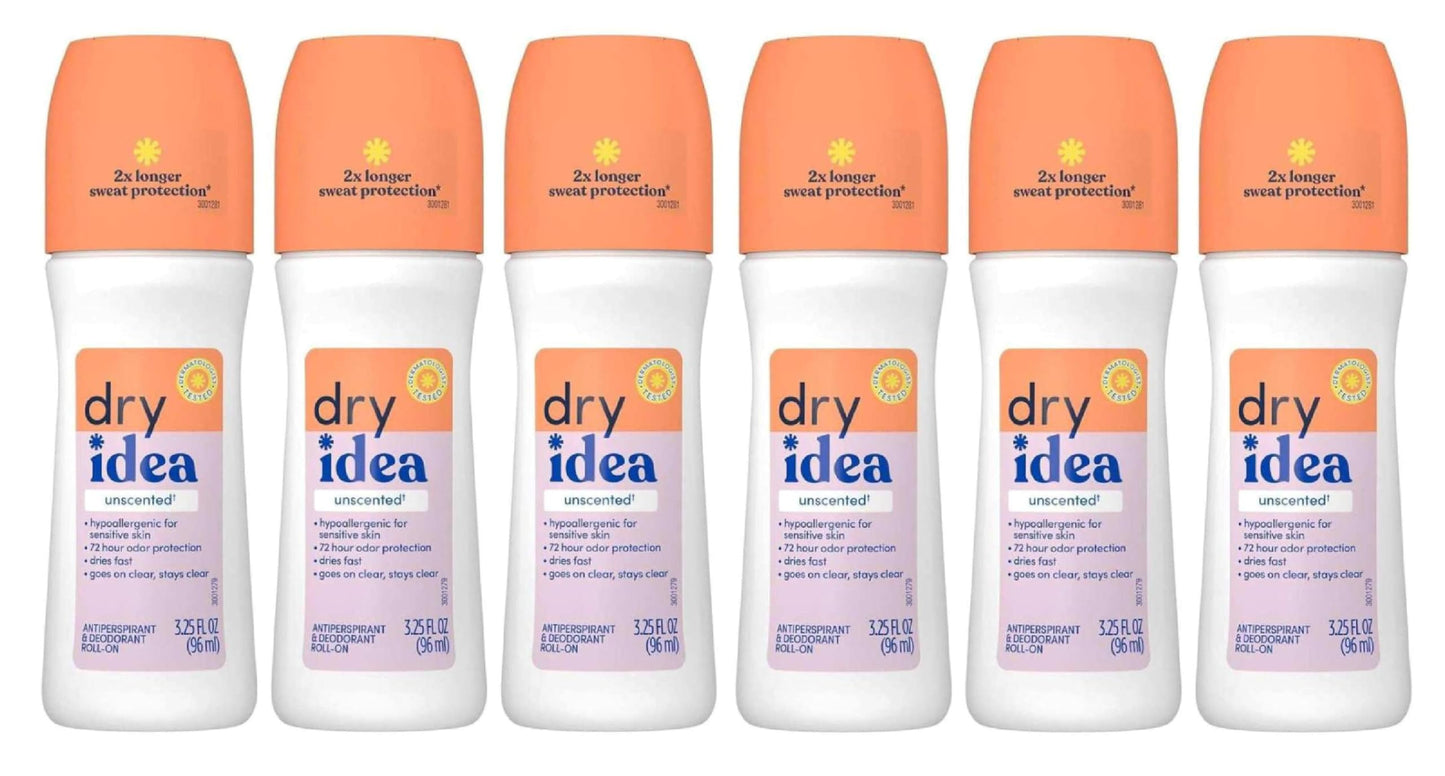 Dry Idea Anti-Perspirant Deodorant Roll-On Unscented 3.25 oz (Pack of 6) Beauty and Personal Care Dry Idea
