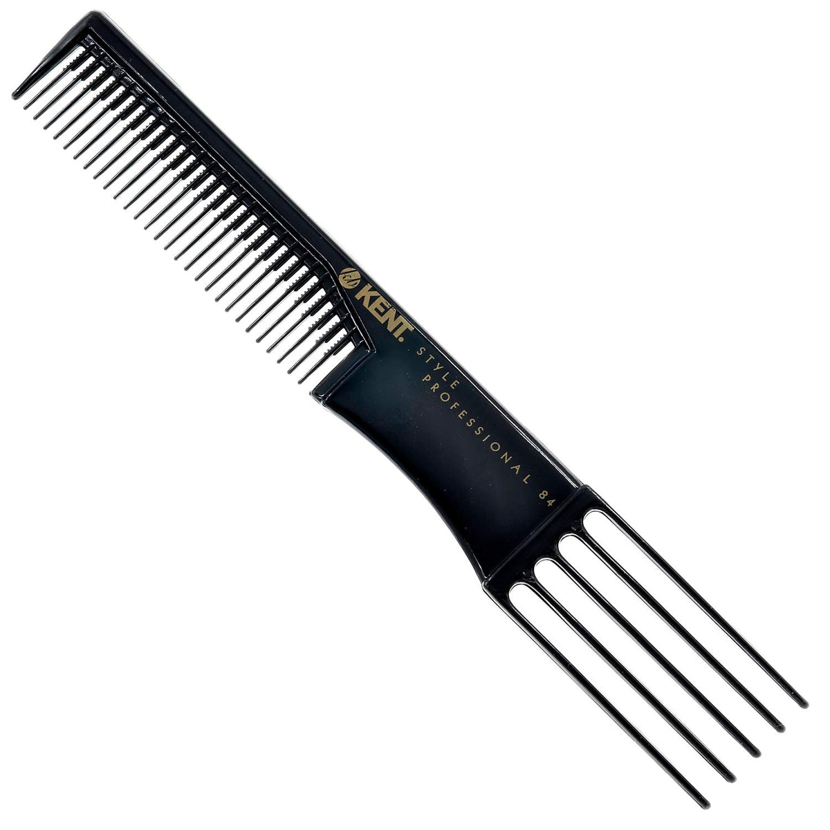 Kent SPC84 Hair Pick Comb for Curly, and Thick Hair - Professional Antistatic Heat-Resistant Prong Fork for Volume and Lift - Barber Teasing Comb for