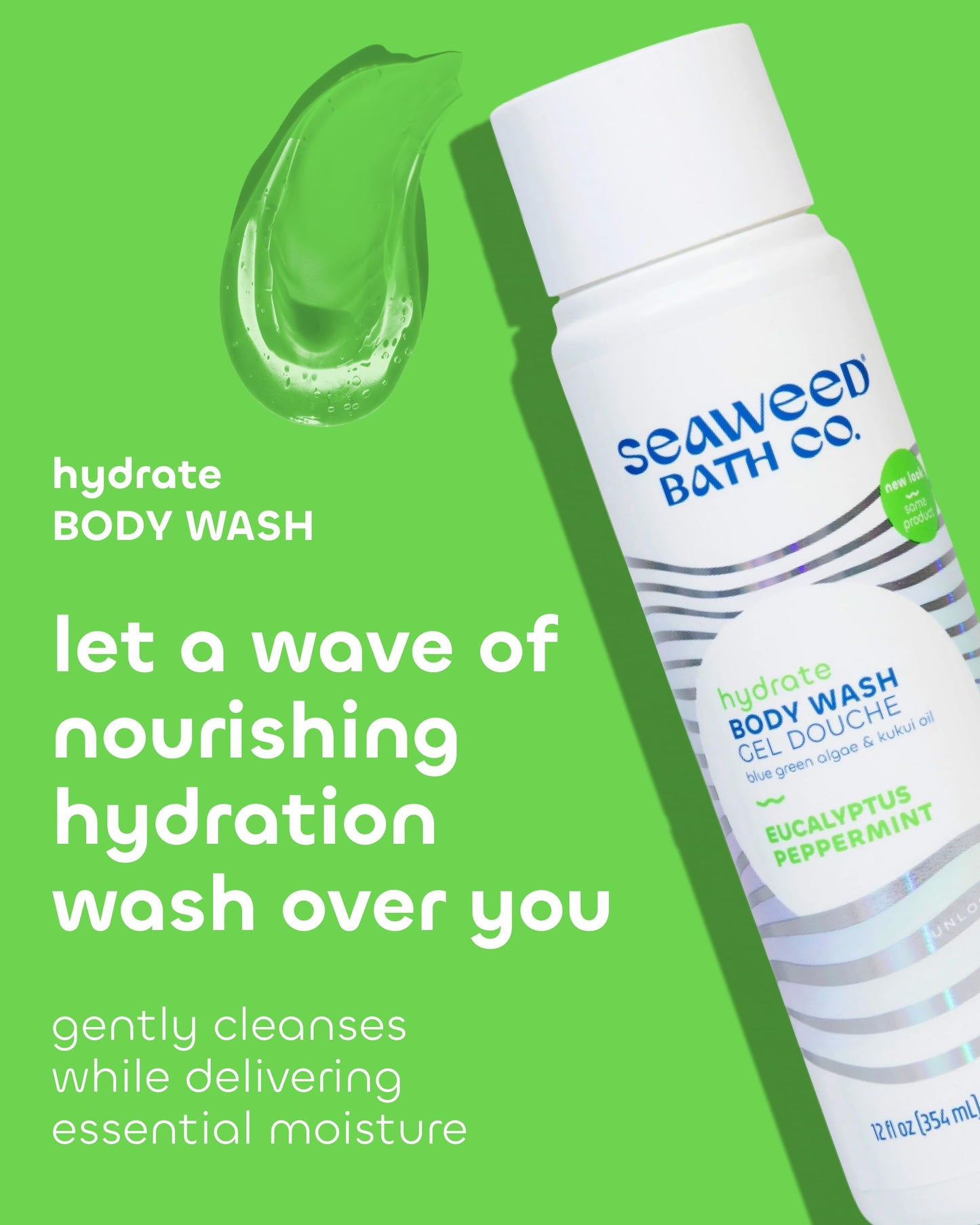 Seaweed Bath Co. Hydrate Body Wash, Eucalyptus Peppermint Scent, 12 Ounce, Shower Gel for Men & Women, Vegan, Paraben Free, Sulfate Free, Cruelty Free Beauty & Personal Care The Seaweed Bath Co.