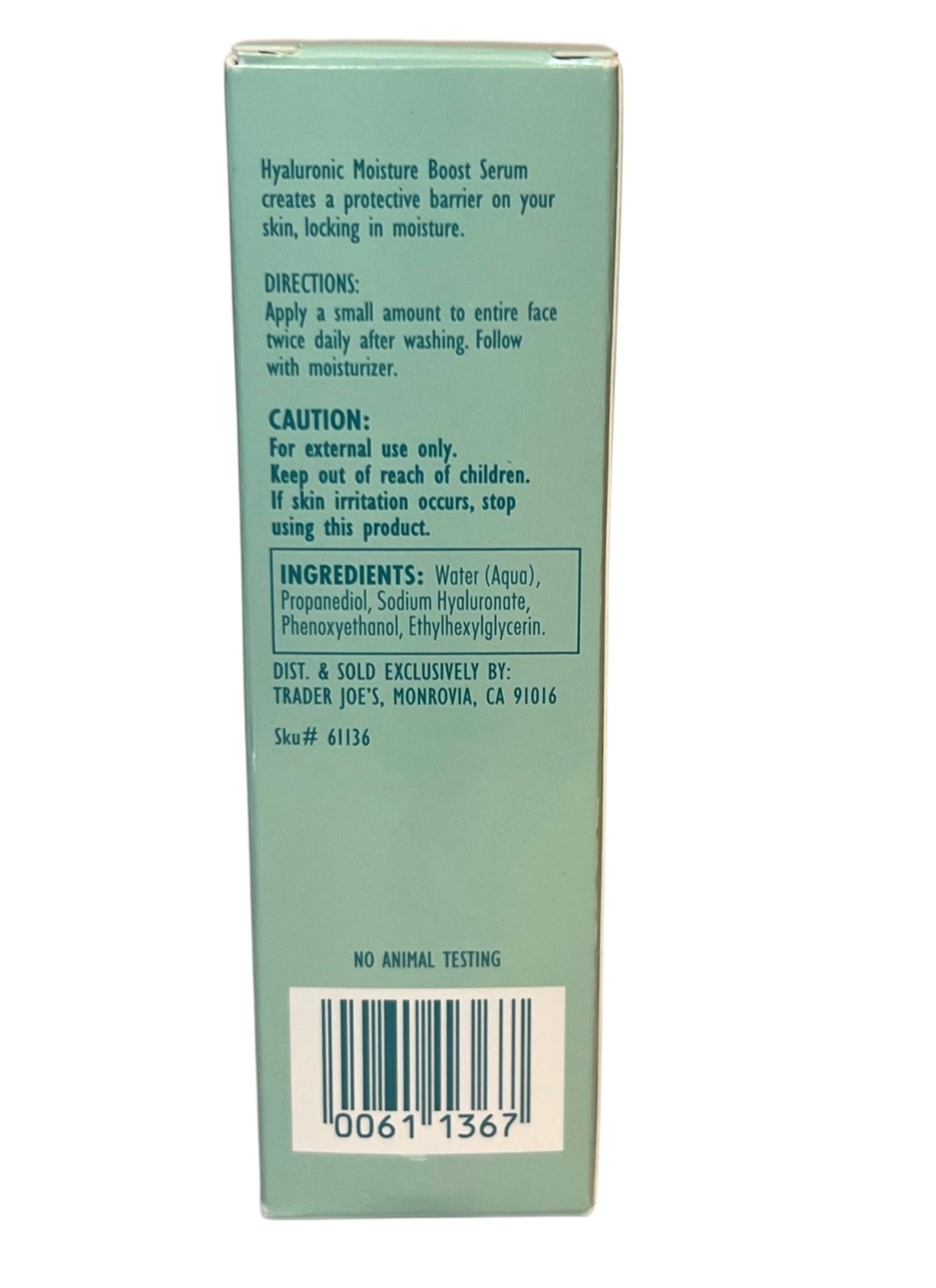 TRADER JOE'S HYALURONIC MOISTURE BOOST SERUM 1 FL OZ (30mL) Beauty & Personal Care Trader Joe's