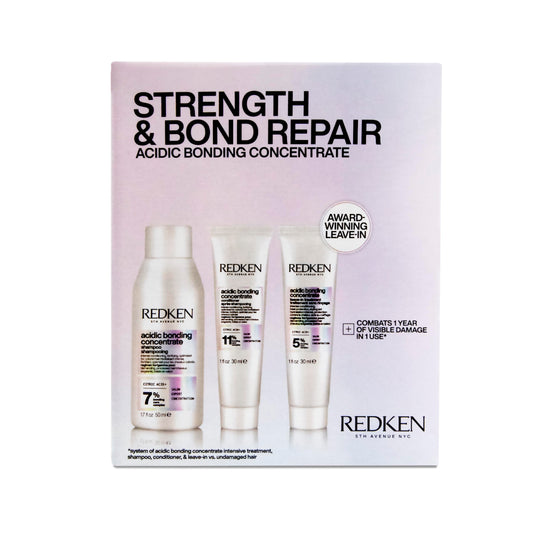 Redken Acidic Bonding Concentrate Mini Kit - Strengthening Shampoo, Conditioner & Leave In Treatment for Damaged Hair, Reduces Breakage & Split Ends Beauty & Personal Care Redken