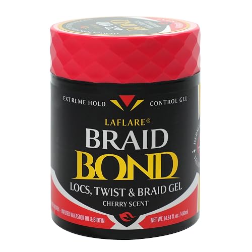 Laflare 430 ml Braid Bond Gel Bulk Extreme Hold for Natural & Kids Hair, Vegan, Nourishing, Braiding Hair, Twist Hair (Cherry) Beauty & Personal Care Laflare
