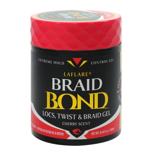 Laflare 430 ml Braid Bond Gel Bulk Extreme Hold for Natural & Kids Hair, Vegan, Nourishing, Braiding Hair, Twist Hair (Cherry) Beauty & Personal Care Laflare