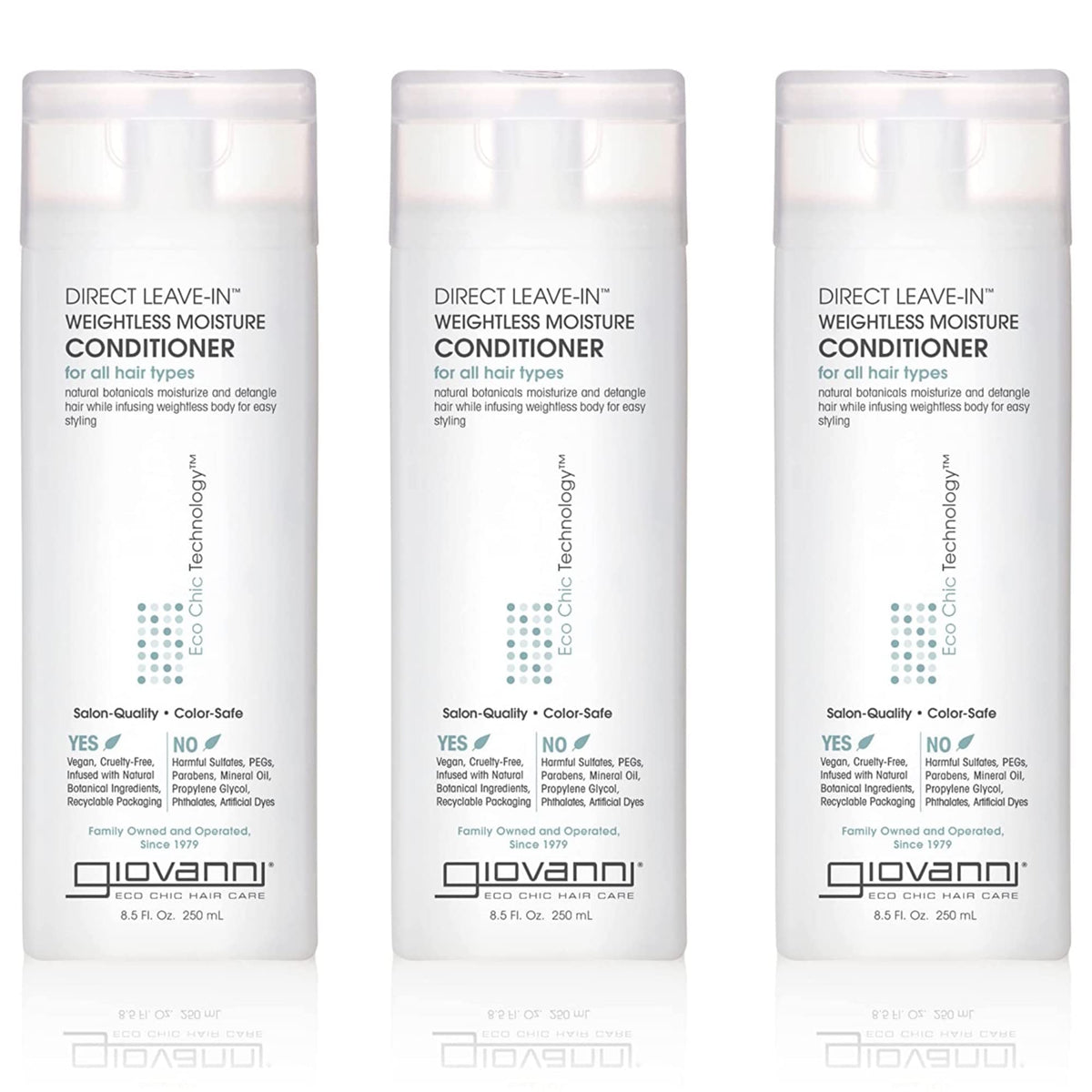 GIOVANNI Direct Leave-In Weightless Moisture Conditioner, 8.5 oz, (3 Pack)