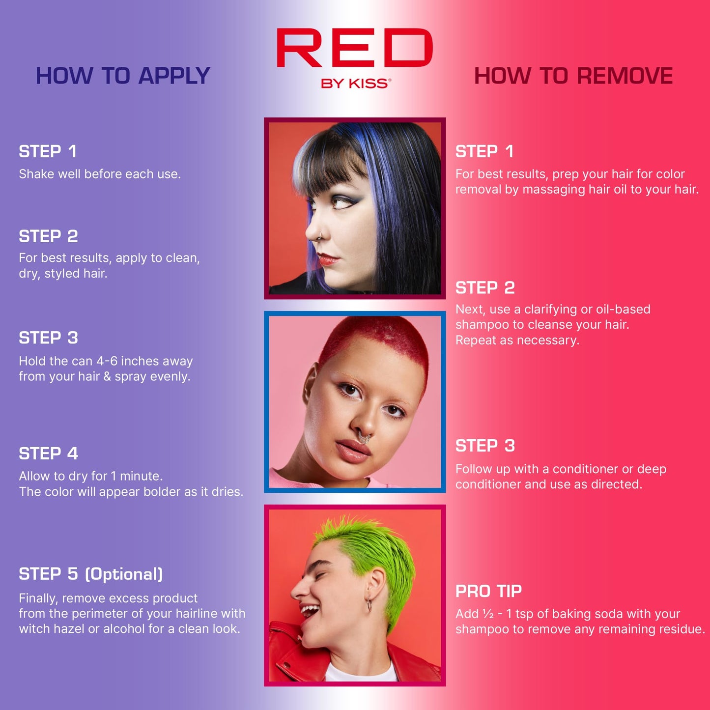 Red by Kiss Tintation Temporary Hair Color Spray 2.82oz, Quick-Dry & Smudge-Proof, Vivid Color Washable Hair Dye, Styling Spray Cosplay Halloween Beauty & Personal Care Red by Kiss
